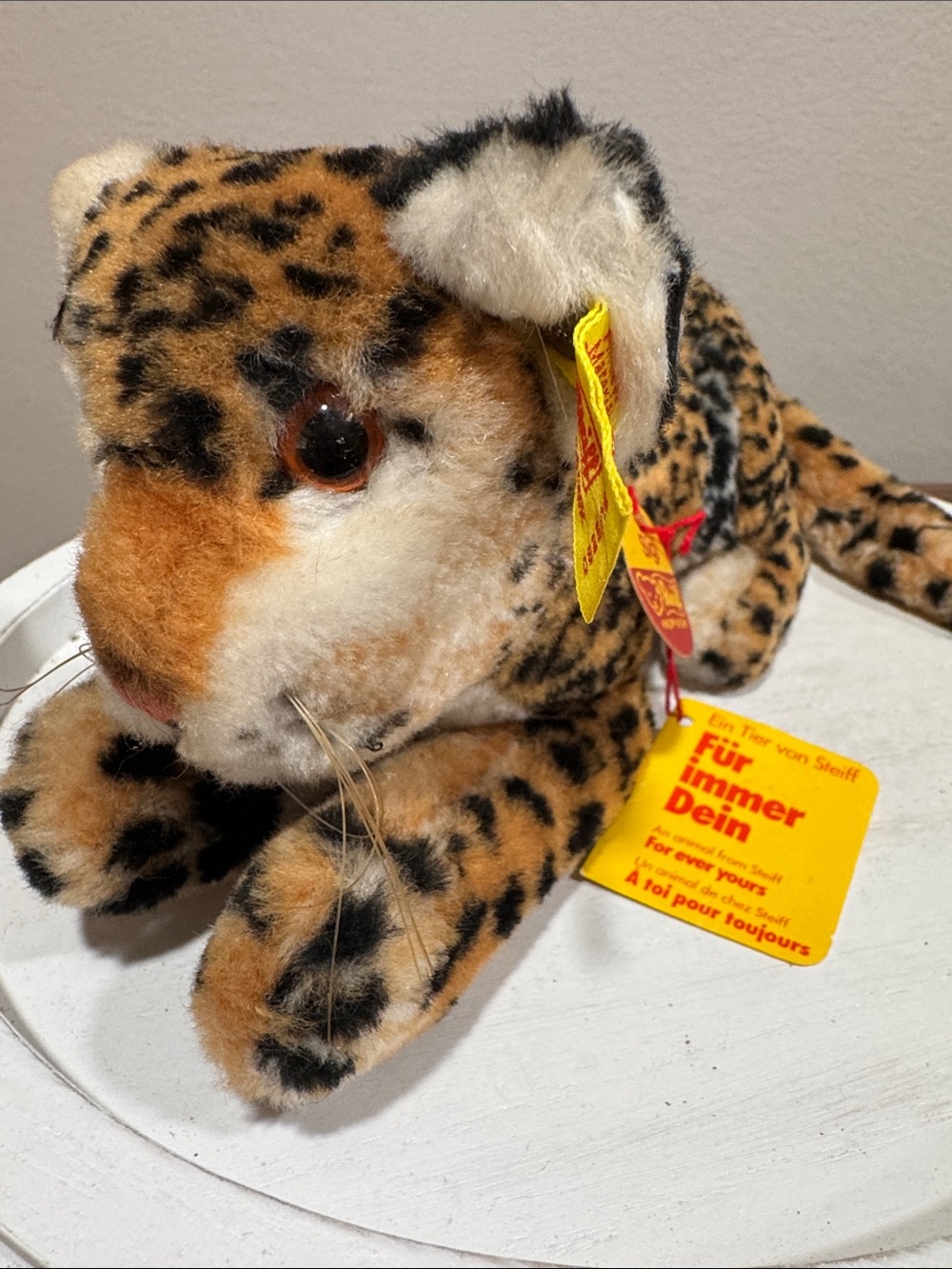 Vintage Steiff ‘Sigi’ Leopard Lying Plush Cub - 0825/16 ALL TAGS